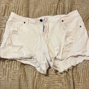 Trendy White Distressed Jean Shorts Size XL #408